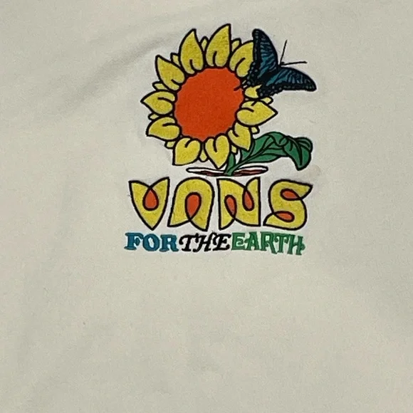 Vans Urban Outfitters Cream Hoodie with Sunflower Graphic Size Medium - Picture 3 of 5